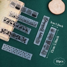 Ehuihuan Embossing Stencils, Embossing Stamp, 15 x 3 cm Embossing Folder, Embossing Folder, Plastic Embossing Stencils for Photo Envelopes and Card Embossing, Pack of 10