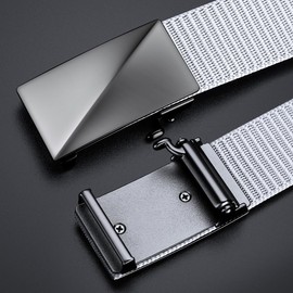 VANNANBA Mens Nylon Ratchet Belts with Automatic Adjustable Buckle,Mens Durable Belts for Golf Jeans Casual(36"-39" Waist Adjustable,Grey)