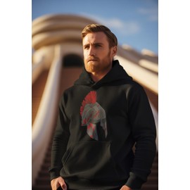 Baddery Gym Pullover Men's - Spartan Warrior - Hoodie Fitness Clothing, black