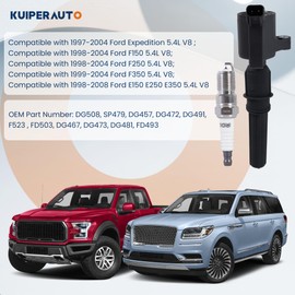 KUIPERAUTO Set of 8 Ignition Coil Pack and Spark Plugs Compatible for 1998 1999 2000 2001 2002 2003 2004 Expedition f150 f250 f350 DG508 FD503 SP479