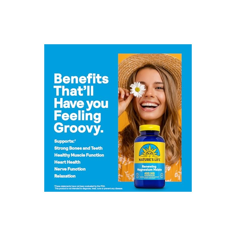 Natures Life Magnesium Malate Tablets, 1300 Mg, 250 Count