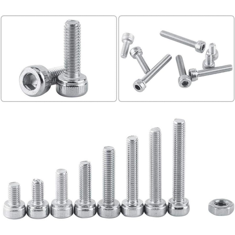 SNOKAY 340Pcs M3 Stainless Steel Button Head Hex Socket Head