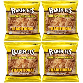 EDYOS Baken-Ets Fried Pork Skins, Traditional, 4 oz. (Pack of 4)