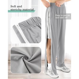 Wovnet 2 Pack Tear Away Pants for Men Sweat Basketball Pants 2 Side Zippers off Full Open Sweatpant with Pockets(Black，light Gray,L)