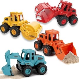 4PCS Construction Toys,Friction Powered Construction Truck Toys Vehicles,Mini Construction Vehicles Toys Sand Truck Toys,Bulldozer Excavator Roller Truck Toys Gift for Kids Boys Girls