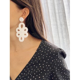 MAJALE Long Women's Flamenca Earrings - Lightweight Earrings for Christmas, Party, Sevillanos for Special Occasions - Earrings with Silk Cord, Silk