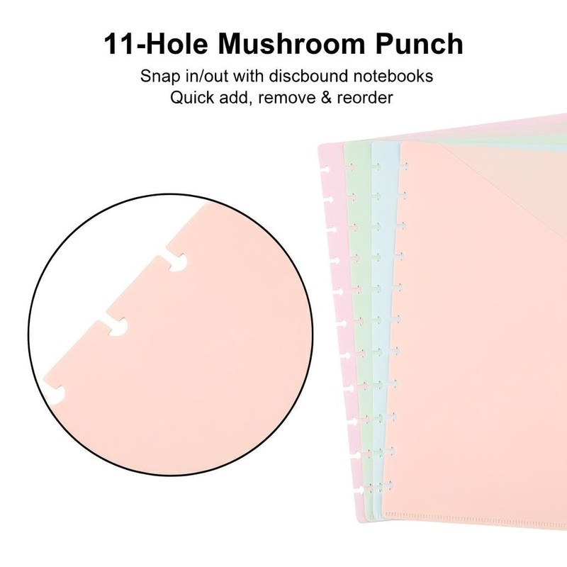 8pcs Discbound Pocket Divider with Tabs, Letter Size 9.4"x11.4" Planner