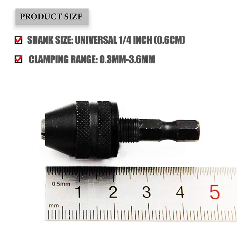 Tomato Palace Mini Drill Chuck Adapter 0.3-3.6mm Keyless Quick Change