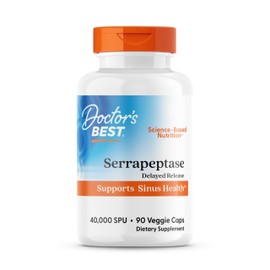 Doctors BEST Serrapeptase, 40,000 SPU, Supports Sinus Health, Non-GMO, Vegan 90 Veggie Caps