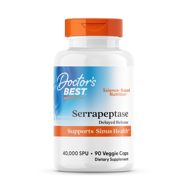 Doctors BEST Serrapeptase, 40,000 SPU, Supports Sinus Health, Non-GMO, Vegan