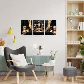 Saypeacher Crown Wall Art Set, 3 Pieces, Gold, Wall Decor for Living Room