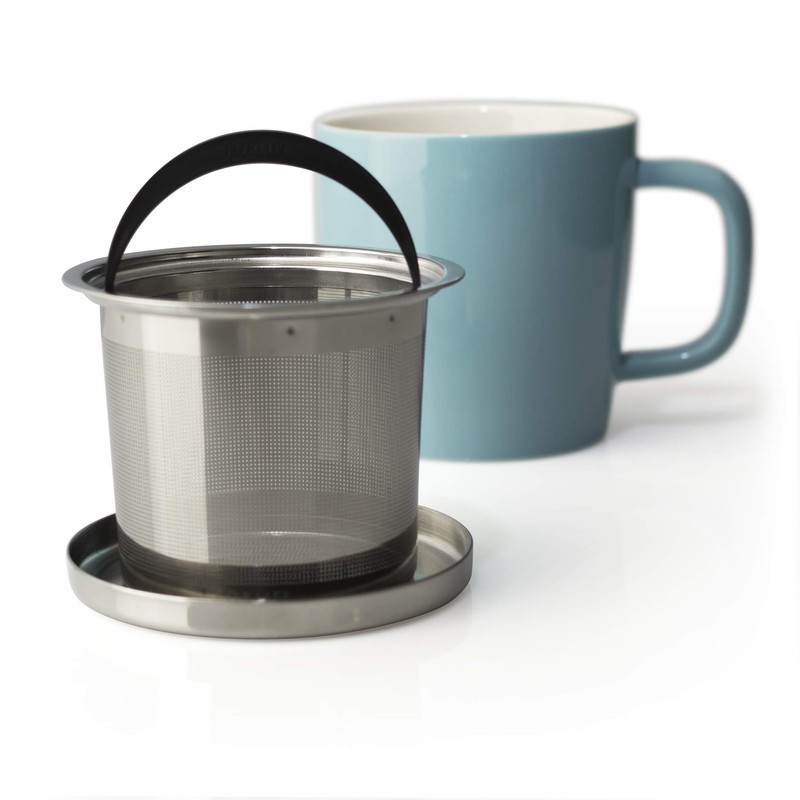 フォーライフ デュー ブリューイン マグカップ 325ml (茶こし・蓋付) グロス ターコイズ 609Trq