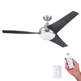 Honeywell Ceiling Fans Neyo, 52 Inch Contemporary Indoor LED Ceiling Fan with Light, Remote Control, Modern High Performance Blades, Reversible Motor Model- 51803 (Brushed Nickel)