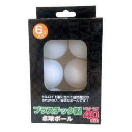Touhou Kosan P40-60349 Plastic Table Tennis Balls, 1.6 inches (40 mm), Set of 6, White