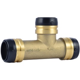 SharkBite 1-1/4 Inch Slip Tee, Push to Connect Brass Plumbing Fitting, Copper and CPVC, UXL0335