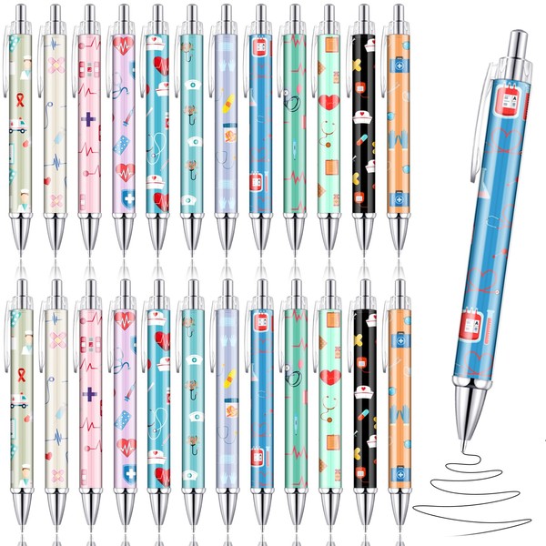 Clabby 24 Pcs Nurse Pens Retractable Nurse Ballpoint Pen Lovely