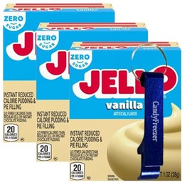Candy Freezer Instant Pudding & Pie Filling Mix 1 oz Box (Pack of 3) with Bottle Opener Keychain (Zero Sugar Vanilla) - Keychain
