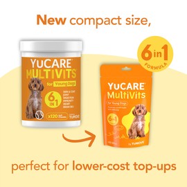 Lintbells YuCARE MultiVits Supplement for Young Dogs, 6-in-1 Daily Vitamins for Dogs Under 3 Years, 30 Multivitamin Chews, White