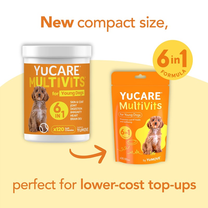 Lintbells YuCARE MultiVits Supplement for Young Dogs, 6-in-1 Daily Vitamins