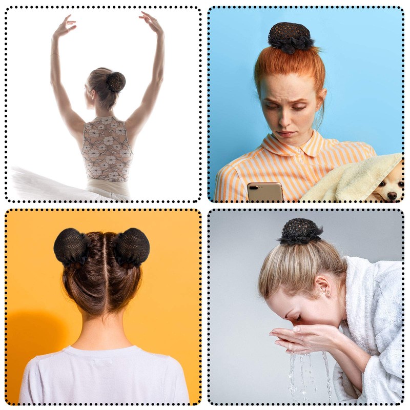 Waydress 8 Pcs Ballet Hair Net Bun Cover Invisible Elastic