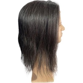 Hombres Tupé for hombre con encaje suizo #1B20, cabello humano bucle en V, Base de piel fina Postizo
