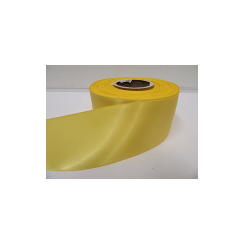 2 metres of 50mm Satin Ribbon Bright Canary Yellow Double