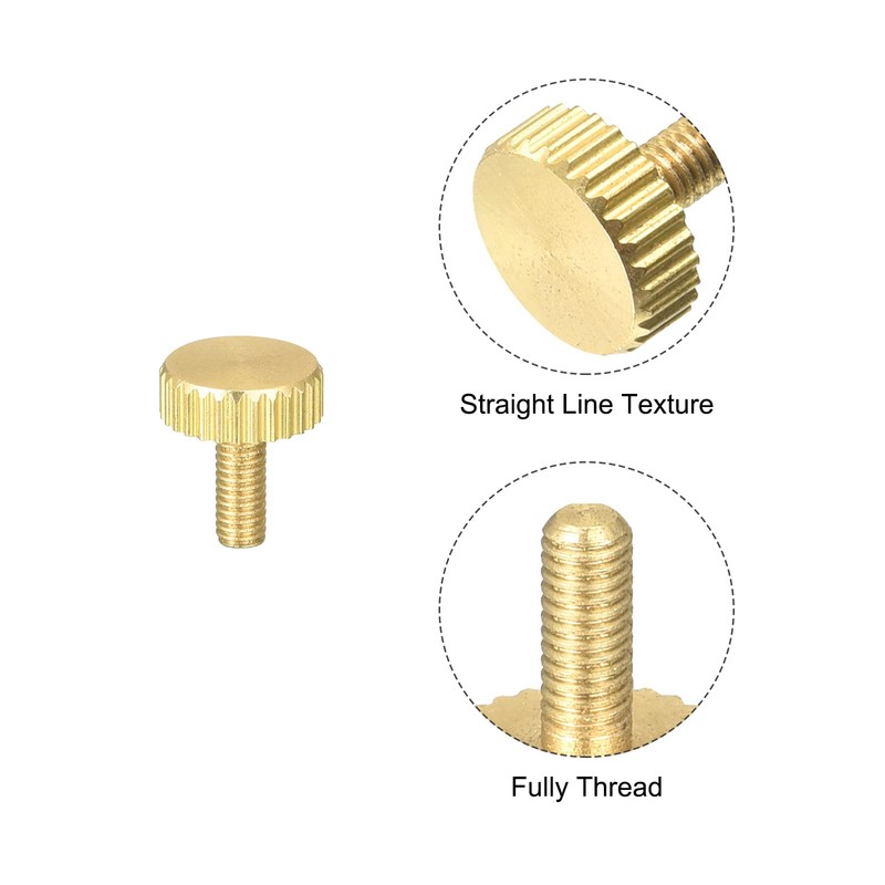 uxcell Knurled Thumb Screws, M3x8mm Flat Brass Bolts Grip Knobs