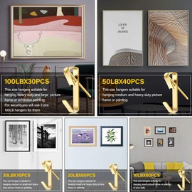 Picture Hanging Hooks, Mixed 520pcs 10-100lbs Heavy Duty Picture Hangers Hardware with Nails - Drywall Gypsum Wood Wall Frame Hanging Kit for Home Office Picture Library