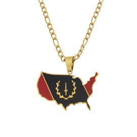 Black American Heritage Flag Necklace for Men and Women - African America Map Flag Pendant Necklaces - Black American Jewelry - African America Jewelry (Gold 2, 23.6 Inches)