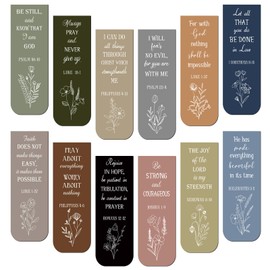 Zonon 48 Pcs Bible Verse Magnetic Bookmarks, Inspirational Scripture Christian Book Markers Religious Motivational Encouragement Flower Page Clips Presents for School Supplies (Dreamy Style)