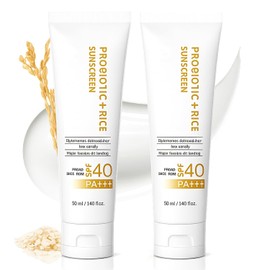 2Pcs Protector Solar con Probióticos y Arroz, SPF 50+, PA+++, Amplio Espectro, Textura Ligera, Hidratación Diaria, Apto para Todo Tipo de Piel（100ML）