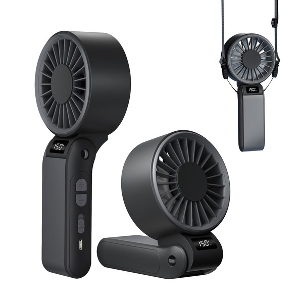 I-SHUNFA Mini Folding Fan with 150 Adjustable Speeds (Black (150
