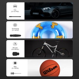 Portable Air Compressor Mini Bike Pump, AMORNO 150 PSI Electric Tire Pump Handheld Inflator with Digital LCD Screen LED Lights for Cars Bike Motorcycles Balls and Other Inflatables (Black)