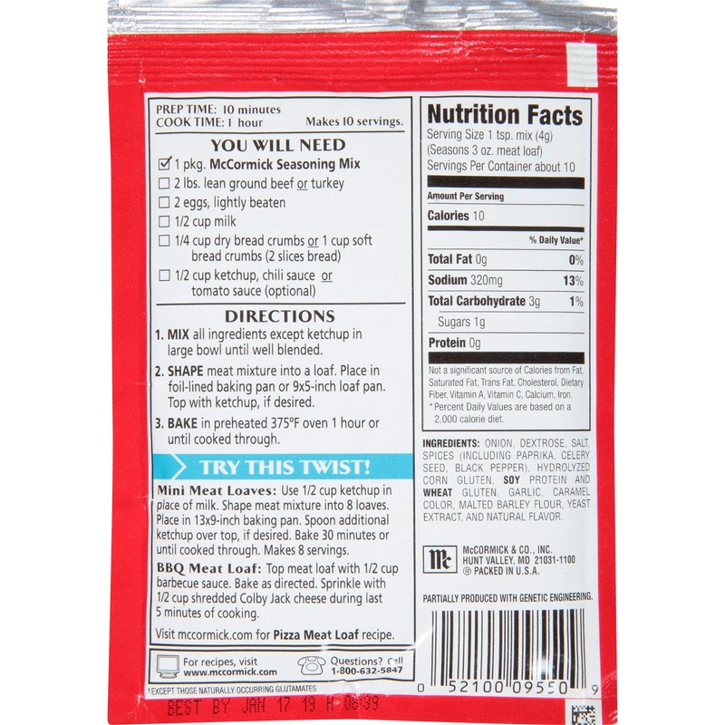 McCormick Meat Loaf Seasoning Mix, 1.5 OZ (Pack - 2)