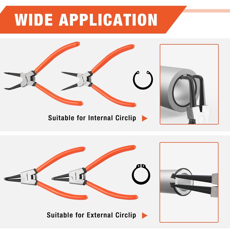 ValueMax 4 PCS Snap Ring Pliers Heavy Duty Set, Circlip