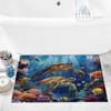 Sea Turtle Bath Mat, Blue Underwater World Tropical, 17.8x29.5 Inch
