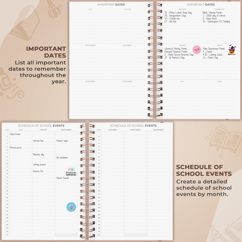 Clever Fox Teacher Planner Spiral – School Year Planner with