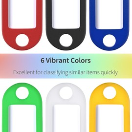 Uniclife Paquete de 20 etiquetas de plástico resistente con ventana de etiquetas de anillo dividido, varios colores