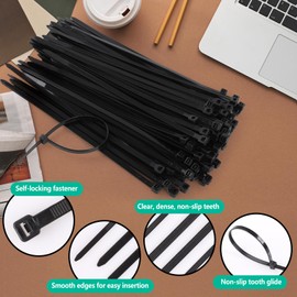 GeeRic 200pcs Cable Zip Ties, Multi-Purpose Nylon Zip Ties Self-Locking Nylon Cable Tie Wire Tie for Home,Garden Trellis,Office,Garage and Workshop