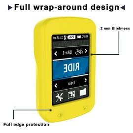 FTTYUHU Silicone Protector Case for Garmin Edge 820 Tempered Glass Screen Protector Bicycle Computer Cycling Protective Cases Cover Bumper Anti-Collision Soft Shell (Pack of 2+1)