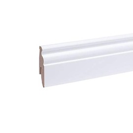White Skirting Board Berlin Profile 60 x 20 x 2,600 mm MDF Skirting Board White Sturdy MDF Core Floor Strip with Integrated Cable Duct + Clip Milling