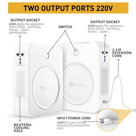 SUNSHUN Step Up Transformer 110v to 220v Converter 3000W Voltage Converter with 2 Outlets Sockets for European and Asian Appliances in USA