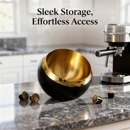 Coffee Pod Holder, Capacity Stainless Steel Storage Rack, Heavy-Duty Stainless Steel Storage Basket with Creative Tilted Half-Round Design, 6.89 x 5.32 inch for Countertop Kitchen Breakroom Coffee Bar