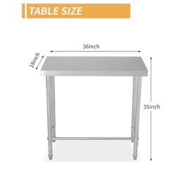 Garvee Stainless Steel Work Table 18x36 Inch, Stainless Steel Kitchen Food Prep Commercial Utility Work Table,Silver