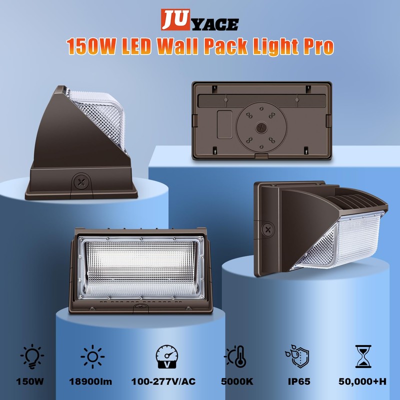 Juyace 150W LED Wall Pack Light with Dusk to Dawn