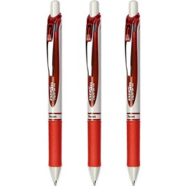 Pentel EnerGel XM BL77E-BX Retractable Gel Ink Pen 0.7mm 79% Recycled Red Ink (Pack of 3)