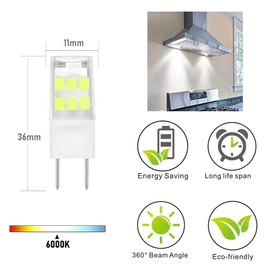 VOKWAK G8 LED Bulb GY8.6 Bi-Pin Base T4 Xenon Bulb 120Volt Microwave Light Bulb Replacement 3W(30W Halogen Equivalent) 300LM for Puck Light,Oven Light,Under Cabinet Light,3-Pack(Daylight White 6000K)