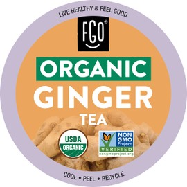 Organic Ginger Tea K-Cup Pods, 24 Pods by FGO - Compatible with Keurig - Naturally Caffeine-Free Herbal Tea, USDA Organic, Non-GMO, & Recyclable