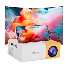 FONCBIEN Mini Projector, 1080P Full HD Portable Small Projector Phone Projector Home Theater Movie Projector Compatible with Phone/Tablet/Laptop/TV Stick