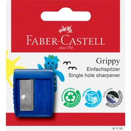 FABER-CASTELL 181783 - Anspitzer Grippy mit Schneidschutz, blau, Spitzer Kinder